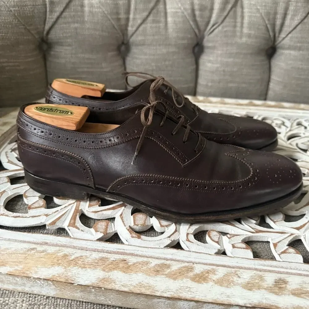 Salvatore Ferragamo Brown Leather Wingtip Oxford Shoes Men’s 10 D